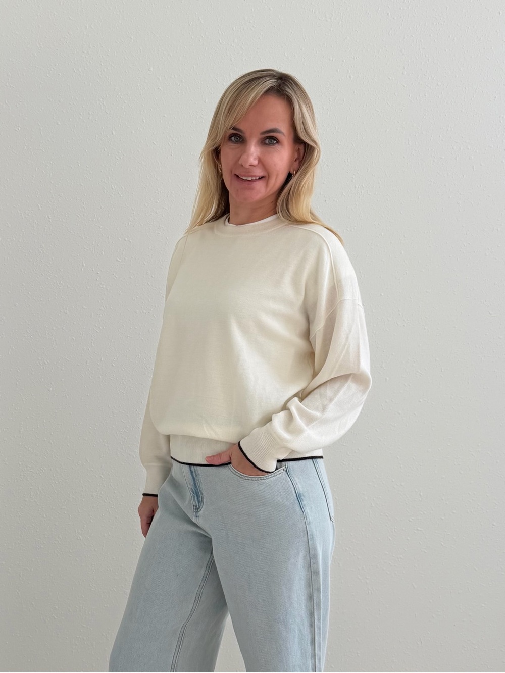 Madewell Merino Wool Pullover Sweater Ivory Molasses NWT Size S